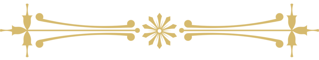 Elegant golden decorative flourishes extending horizontally, featuring intricate detailing and symmetrical design, suitable for enhancing visual appeal in text layouts.