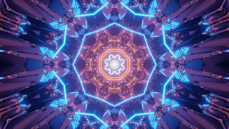 A cosmic background with blue and orange laser lights patterns - perfect for a digital wallpaper